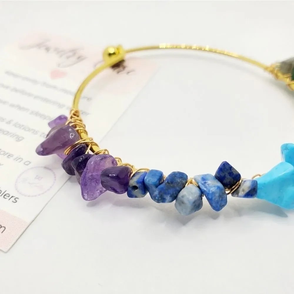 Hand Crafted Natural Chip Bangle Bracelet